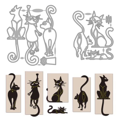 MAYJOYDIY Elegante Katzen Metall Stanzformen Lesezeichen Stanzformen Katzenschwanz Lesezeichen Prägeschablone Tier Stanzformen Aus Karbonstahl Für Scrapbooking Fotoalben Papierkartenherstellung von MAYJOYDIY