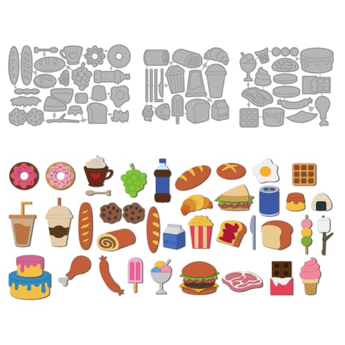 MAYJOYDIY Fast Food Dessert Stanzformen Milchtee Kuchen Metall Stanzformen Lebensmittel Snacks Thema Präge Stanzschablone Für Scrapbooking Bastelpapier Geburtstagskarten Geschenkdekoration von MAYJOYDIY