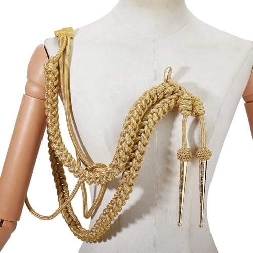 MAYJOYDIY Goldene Schulterklappen Aiguillette Mit Messingspitzen Traditionelles Geflochtenes Schulterkordel Abzeichen Für Armee Bühnenauftritte Kleidungsdekoration Schultergurt Uniform Accessoire MAYJOYDIY Goldene Schulterklappen Aiguillette Mit Messingspitzen Traditionelles Geflochtenes Schulterkordel Abzeichen Für Armee Bühnenauftritte Kleidungsdekoration Schultergurt Uniform Accessoire von MAYJOYDIY