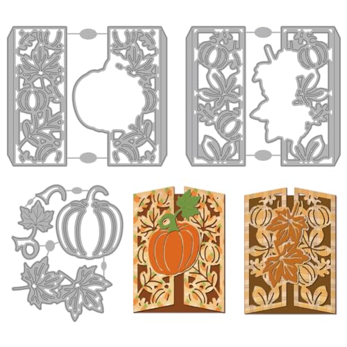 MAYJOYDIY Grußkarten Herbstkürbis Stanzformen Ahornblätter Metallstanzungen Zur Kartenherstellung Karbonstahl Prägemetallform Vorlage Für Selbstgemachte Thanksgiving Geschenke Scrapbooking von MAYJOYDIY