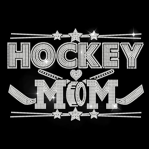 MAYJOYDIY "HOCKEY MOM" Strass Aufbügler Hotfix Stern Herz Muster Bling DIY Patch Reparatur Feldhockeyschläger Glitzer Hotfix Applikation Für T Shirt Jacke Tasche Jeans Basteln Kleidungsaccessoire von MAYJOYDIY