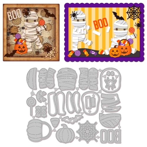 MAYJOYDIY Halloween Mumien Stanzformen Süße Süßigkeiten Kürbis Papierkarten Stanzformen In Spinnenform Stanzschablonen Für Heimwerker Scrapbooking Alben Dekorative Prägungen Papierkarten von MAYJOYDIY