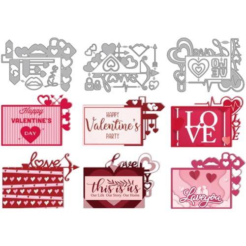 MAYJOYDIY Herz Rand Stanzformen Valentinstag Metall Stanzformen Lippenschleife Eckenprägung Stanzschablone Für Papierbasteleien DIY Valentinstagskarte Scrapbooking Papieralbum Stempel von MAYJOYDIY