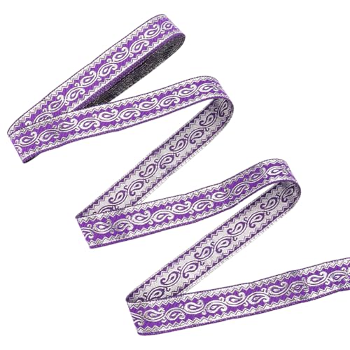 MAYJOYDIY Jacquardband Mit Boho Blumen 7 m X 20mm Spitzenbesatz Im Violetten Ethno Stil Vintage Nähband Mit Stickerei Zum Selbermachen Basteln Geschenkverpackung Kostüm Accessoire von MAYJOYDIY