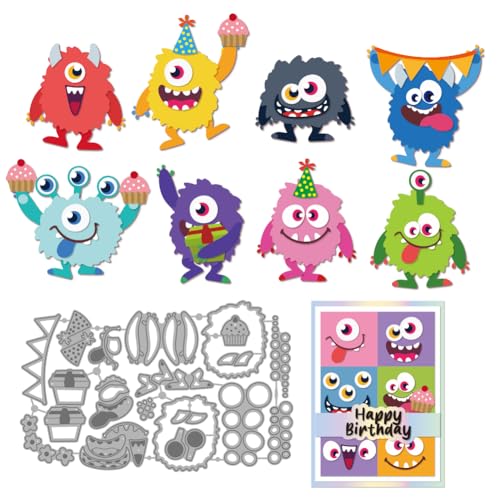 MAYJOYDIY Kleines Monster Metall Stanzformen Pelziges Monster Prägeschablone Süße Tiere Stanzungen Aus Karbonstahl Verrücktes Elfen Scrapbooking Werkzeug Für DIY Karten Fotoalbum Bastel Dekoration von MAYJOYDIY