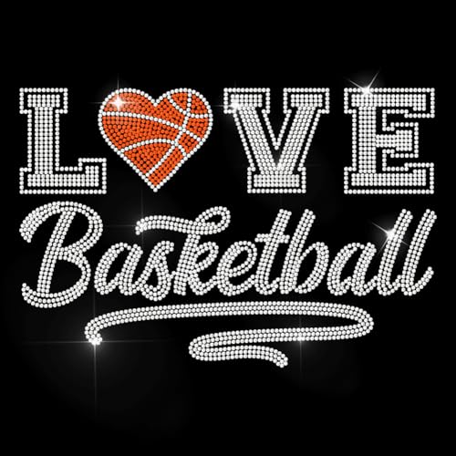 MAYJOYDIY LOVE Basketball Strass Aufkleber Zum Aufbügeln Love Balls Hotfix Transfer Aufkleber Kristall Sport Wärmeübertragungs Patch Bling Für T Shirts Hüte Jacken Kleidungsstücke Taschen DIY Dekor von MAYJOYDIY