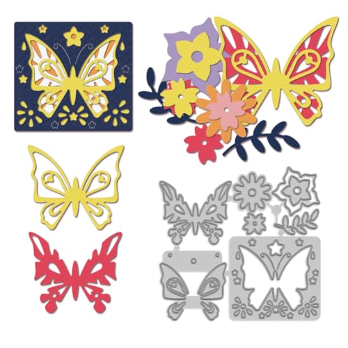 MAYJOYDIY Mehrschichtiger Schmetterling Aus Karbonstahl Gestanzt Blumen/Blattmuster Stanzherstellungsprozess Metall Stanzformen Schmetterling Tier Stanzschablone Für Scrapbooking DIY Karten von MAYJOYDIY