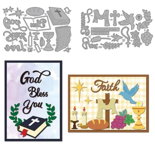 MAYJOYDIY Metall Stanzformen Bibelglaube God Bless You Metall Stanzformen Kreuz Kelch Prägeschablonen Dekorative Prägepapier Stanzformen Für Die Kartengestaltung DIY Scrapbook Album Geschenkdekoration von MAYJOYDIY