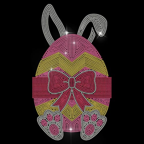 MAYJOYDIY Osterei Strass Bügelbild Hotfix Strass Osterhase Transfer Applikation Schleife Geschenk Eier Wärmeübertragung Aufkleber Kleidung Reparatur Kristall Patch für Kleidung Schuhe Taschen Hüte von MAYJOYDIY