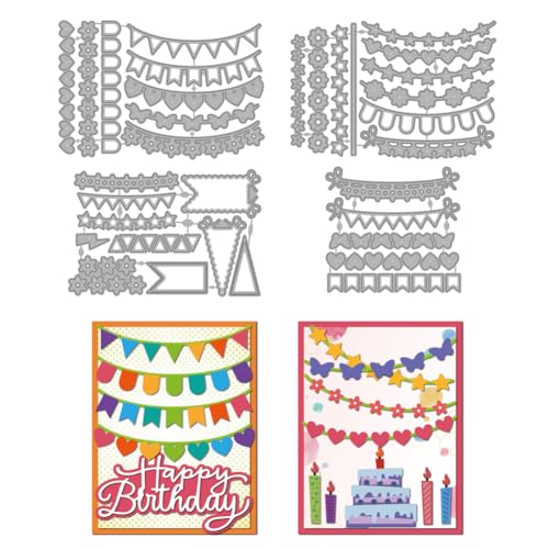 MAYJOYDIY Party Banner Stanzformen Bunte Flaggen Metall Stanzformen Schmetterlings Liebesflaggen Präge Stanzschablone Für Scrapbooking Bastelpapier Geburtstagskarten Geschenkdekoration von MAYJOYDIY