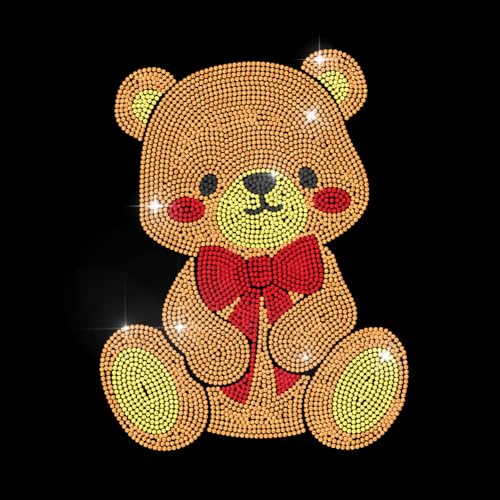 MAYJOYDIY Puppe Bär Teddybär Strass Aufbügler Hotfix Transferaufkleber Süße Schleife Bär Puppe Bling DIY Patch Reparatur Hotfix Applikation Für T Shirt Jacke Tasche Jeans Basteln Kleidungszubehör von MAYJOYDIY