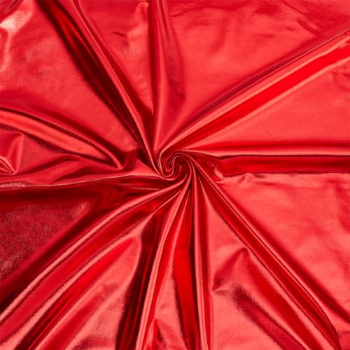 MAYJOYDIY Roter Glitzernder Hologramm-Spandex-Stoff, 100 x 150 cm, Glänzendes Polyester-Spandex-Stretchgewebe für Heimwerker, Weihnachten, Basteln und Nähen, Kostüme, Bühne, Perfomance, Kleidung von MAYJOYDIY