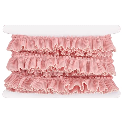 MAYJOYDIY 5m×30mm Rosa Rüschen Spitzenbesatz Plissiertes Chiffon Borte Aus Polyester Elastisches Spitzenband Für Selbstgemachte Kopfbedeckungen Kragen Nähkleider Hochzeitsdekorationen von MAYJOYDIY