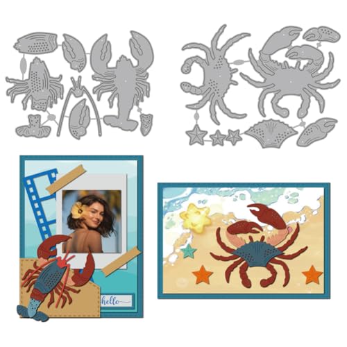 MAYJOYDIY Stanzformen Mit Hummer Und Krabbenmotiv Seesternen Meeresfrüchten Metall Stanzformen Sommer Strand Stil Präge Für Scrapbooking Bastelpapier Strandparty Karte Geschenkdekoration von MAYJOYDIY