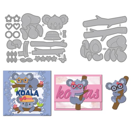 MAYJOYDIY Stanzformen von Koala Baumstämmen Brillen Mützen Schals Metall Stanzformen Mit Tiermotiven Präge Und Schneideschablone Für Scrapbooking Bastelpapier Geburtstagskarten Geschenkdekoration von MAYJOYDIY