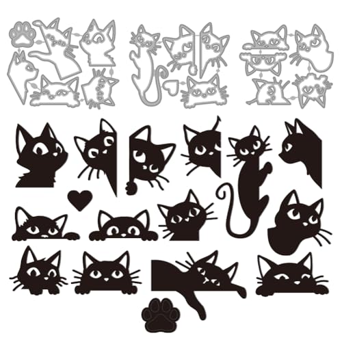 MAYJOYDIY Tierkatzen Metall Stanzformen Zum Basteln von Karten Katzenpfotenabdruck Stanzformen Katzenköpfen Prägeschablone Für Scrapbooking Bastelpapier Geburtstagskarten Geschenkdekoration von MAYJOYDIY