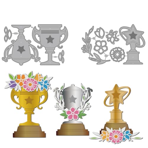 MAYJOYDIY Trophäen Metall Stanzformen Zum Kartenbasteln Blumen/Blatt Prägung Papier Stanzschablonen Stern Trophäe Stanzformen Aus Karbonstahl Für Scrapbooking Partys Fotoalben DIY Papierbasteleien von MAYJOYDIY