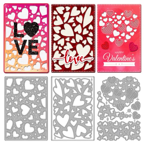 MAYJOYDIY Valentinstag Stanzformen Liebesherz Hintergrund Metall Stanzformen Liebesrahmen Präge Und Stanzschablone Für Papierbasteln DIY Valentinstagskarte Scrapbooking Papieralbum Stempel von MAYJOYDIY