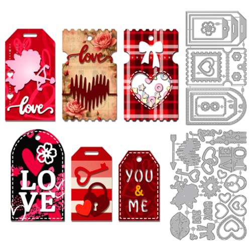 MAYJOYDIY Valentinstags Etiketten Stanzformen Liebessymbolen Metall Stanzformen Lippenschleifen Anhänger Präge Stanzschablone Für Papierbasteleien DIY Valentinstagskarte Scrapbooking von MAYJOYDIY