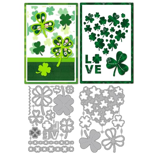 MAYJOYDIY Vierblättriges Kleeblatt Stanzformen Liebesherz Kleeblatt Metall Stanzformen St.Patrick'S Day Präge Und Stanzschablone Für Selbstgemachtes Scrapbooking Kartenbasteln Umschlagdekoration von MAYJOYDIY