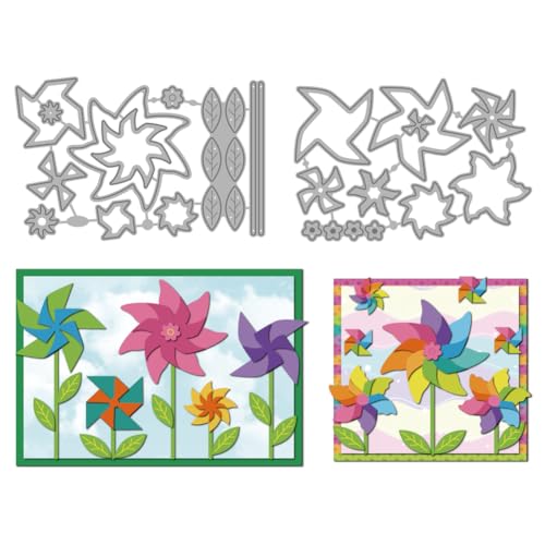 MAYJOYDIY Windrad Blume Metall Stanzformen Zum Basteln von Karten Windrad Blätter Präge Stanzschablonen Windmühlen Stanzformen Aus Karbonstahl Für Scrapbooking Partys Fotoalben DIY Papierbasteleien von MAYJOYDIY