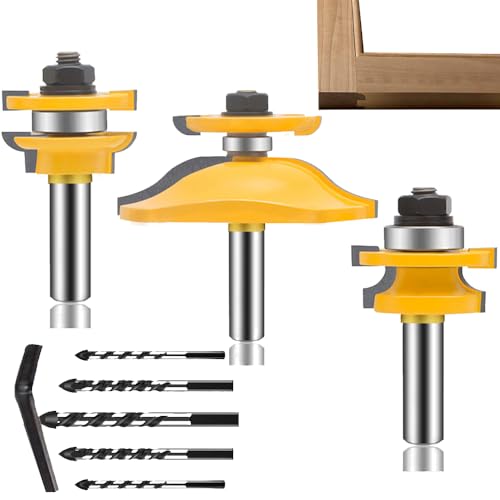 Mayline 1/2-Zoll-Schaft-Fräser-Bit-Set, 3-teilig, Holzschrank, Hartmetall, CNC-Schneidwerkzeug für Tür, Nut, Schiene, Stile, Holzbearbeitung, Fräser, Fräser-Bits (DR-06) von MAYLINE-TECH