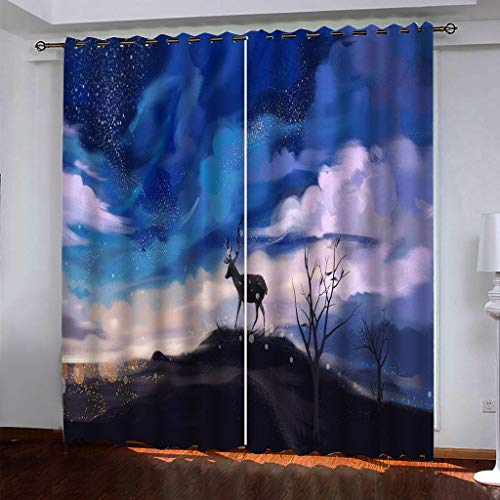 Lichtundurchlässige Vorhänge Mit Ösen Für Schlafzimmer Kinderzimmer Geräuschreduzierung 2Er Set 3D Abstrakter Blauer Himmel Und Weiße Wolken Blickdichte Gardinen 250x200 Cm Verdunkelungsvorhang, T von MAYNUO