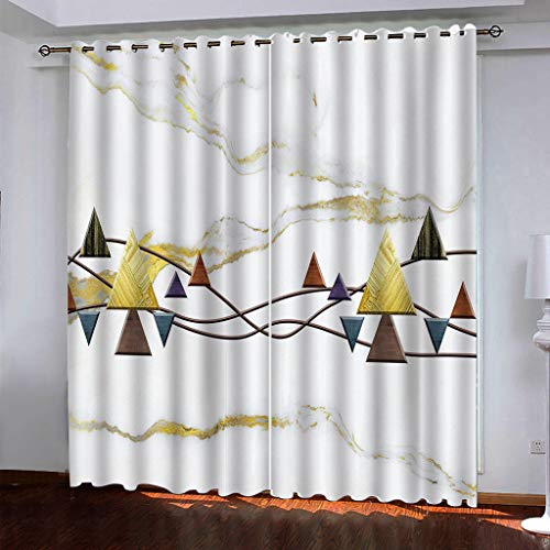 Lichtundurchlässige Vorhänge Mit Ösen Für Schlafzimmer Kinderzimmer Geräuschreduzierung 2Er Set 3D Goldenes Dreieck Muster Blickdichte Gardinen 250x200 cm Verdunkelungsvorhang, Thermovorhang Lichtundurchlässige Vorhänge Mit Ösen Für Schlafzimmer Kinderzimmer Geräuschreduzierung 2Er Set 3D Goldenes Dreieck Muster Blickdichte Gardinen 250x200 cm Verdunkelungsvorhang, Thermovorhang von MAYNUO
