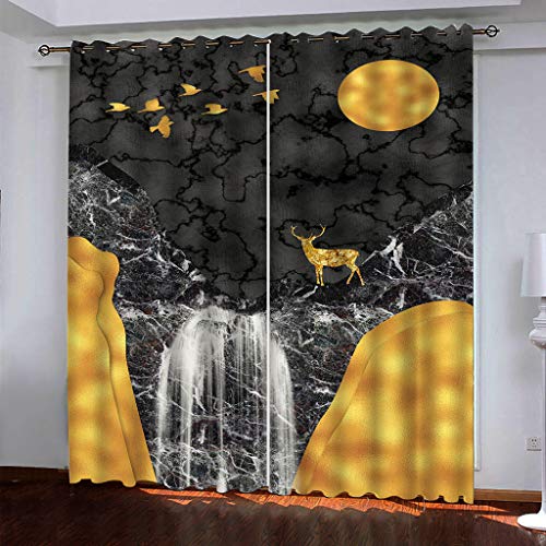 Vorhänge Wohnzimmer Blickdicht Gardinen 3D Abstrakte Wasserfalllandschaft Super Weich Schallisoliert Thermovorhänge 264x240Cm Druck Muster Für Schlafzimmer Kinderzimmer von MAYNUO