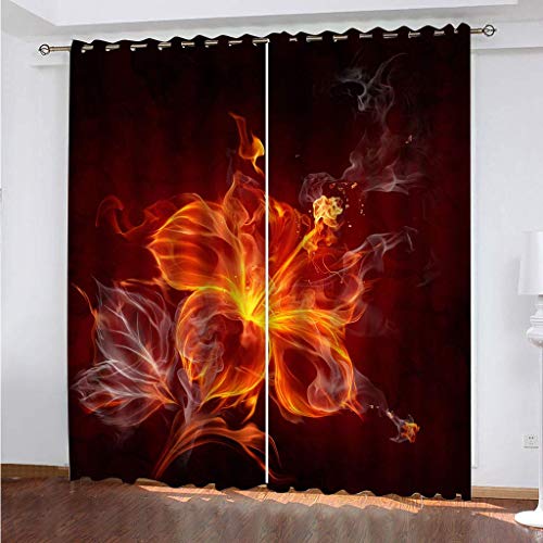 Wohnzimmer Gardinen Abstrakte Flammenblüte 2 Stück Muster Verdunkelungsvorhang Schlafzimmer 280x260Cm Thermovorhang Schlafzimmer Farben Kinderzimmer Fensterdekoration von MAYNUO