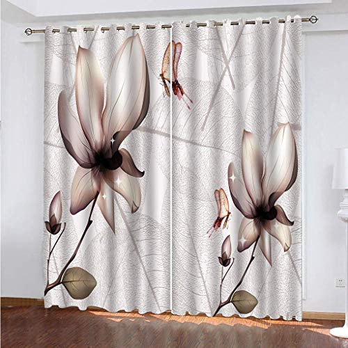 Wohnzimmer Gardinen Abstrakte Schmetterlingsblume 2 Stück Muster Verdunkelungsvorhang Schlafzimmer 280x260Cm Thermovorhang Schlafzimmer Farben Kinderzimmer Fensterdekoration von MAYNUO