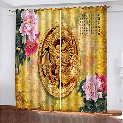 Wohnzimmer Gardinen Goldener Jade Schnitzdrache 2 Stück Muster Verdunkelungsvorhang Schlafzimmer 280x260Cm Thermovorhang Schlafzimmer Farben Kinderzimmer Fensterdekoration Wohnzimmer Gardinen Goldener Jade Schnitzdrache 2 Stück Muster Verdunkelungsvorhang Schlafzimmer 280x260Cm Thermovorhang Schlafzimmer Farben Kinderzimmer Fensterdekoration von MAYNUO