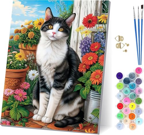 Blume Malen Nach Zahlen Erwachsene Mit Rahmen, Malen Nach Zahlen Katze, DIY Set Erwachsene Mit 3 Pinseln und Acrylfarbe Knitterfreie Leinwand, Paint by Numbers für Deko Wohnzimmer 20x30cm 5-4521 Blume Malen Nach Zahlen Erwachsene Mit Rahmen, Malen Nach Zahlen Katze, DIY Set Erwachsene Mit 3 Pinseln und Acrylfarbe Knitterfreie Leinwand, Paint by Numbers für Deko Wohnzimmer 20x30cm 5-4521 von MAYUPEOU