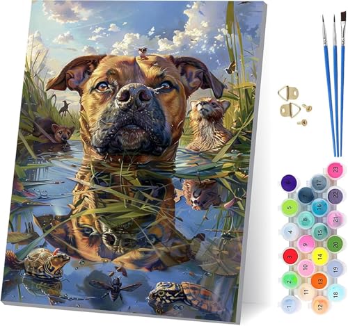 Hund Malen Nach Zahlen Erwachsene Mit Rahmen, Malen Nach Zahlen Tier, DIY Set Erwachsene Mit 3 Pinseln und Acrylfarbe Knitterfreie Leinwand, Paint by Numbers für Deko Wohnzimmer 70x95cm P-6789 Hund Malen Nach Zahlen Erwachsene Mit Rahmen, Malen Nach Zahlen Tier, DIY Set Erwachsene Mit 3 Pinseln und Acrylfarbe Knitterfreie Leinwand, Paint by Numbers für Deko Wohnzimmer 70x95cm P-6789 von MAYUPEOU