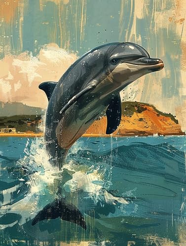 Malen Nach Zahlen Erwachsene Delfin Malen Nach Zahlen, Ozean Malen Nach Zahlen ab 7 Jahre Mädchen Kits Mit Pinsel und Acrylfarbe, Paint by Numbers für Home Decor, Geschenke 100x200cm (Rahmenlos) 0-R-9 von MAYUPEOU