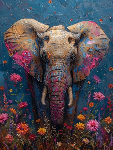 Malen Nach Zahlen Erwachsene Elefant, Blume Malen Nach Zahlen, Paint by Numbers Bastelset Erwachsene, Malen Nach Zahlen Kinder Mit Pinsel und Acrylfarbe, Geschenke, 100x200cm (Rahmenlos) 4-6-T von MAYUPEOU