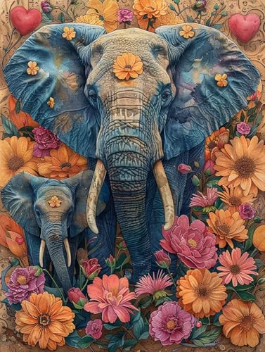 Malen Nach Zahlen Erwachsene Elefant, Blume Malen Nach Zahlen, Paint by Numbers Bastelset Erwachsene, Malen Nach Zahlen Kinder Mit Pinsel und Acrylfarbe, Geschenke, 100x200cm (Rahmenlos) Y-4-7 von MAYUPEOU