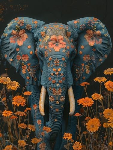 Malen Nach Zahlen Erwachsene Elefant, Blume Malen Nach Zahlen, Paint by Numbers Bastelset Erwachsene, Malen Nach Zahlen Kinder Mit Pinsel und Acrylfarbe, Geschenke, 70x140cm (Rahmenlos) S-5-N von MAYUPEOU