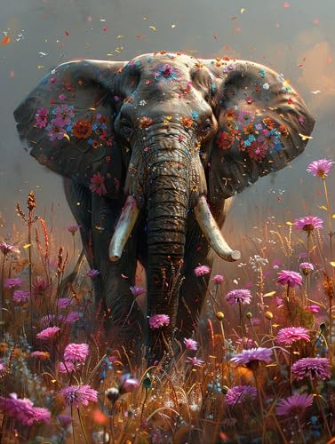 Malen Nach Zahlen Erwachsene Elefant Malen Nach Zahlen, Blume Malen Nach Zahlen ab 7 Jahre Mädchen Kits Mit Pinsel und Acrylfarbe, Paint by Numbers für Home Decor, 100x200cm (Rahmenlos) 6-G-1 von MAYUPEOU