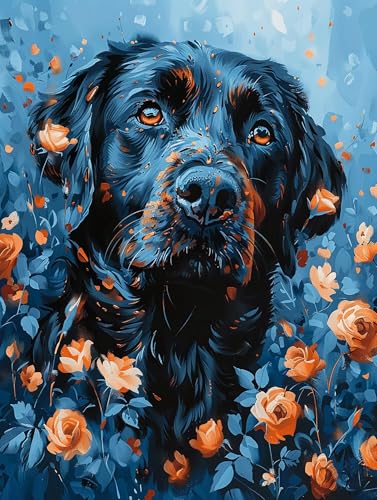 Malen Nach Zahlen Erwachsene Hund, Blume Malen Nach Zahlen, Paint by Numbers Bastelset Erwachsene, Malen Nach Zahlen Kinder Mit Pinsel und Acrylfarbe, Geschenke für Frauen, 35x70cm (Rahmenlos) 7-B-6 von MAYUPEOU