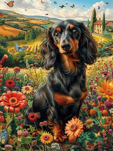 Malen Nach Zahlen Erwachsene Hund Malen Nach Zahlen, Blume Malen Nach Zahlen ab 7 Jahre Mädchen Kits Mit Pinsel und Acrylfarbe, Paint by Numbers Bastelset Erwachsene Frauen, 40x80cm (Rahmenlos) D-5-1 von MAYUPEOU