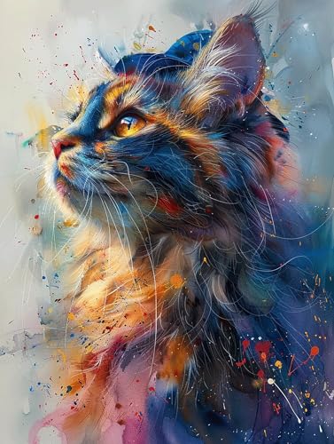 Malen Nach Zahlen Erwachsene Katze, Tier Malen Nach Zahlen, Paint by Numbers Bastelset Erwachsene, Malen Nach Zahlen Kinder Mit Pinsel und Acrylfarbe, Geschenke für Frauen, 30x60cm (Rahmenlos) A-5-4 von MAYUPEOU