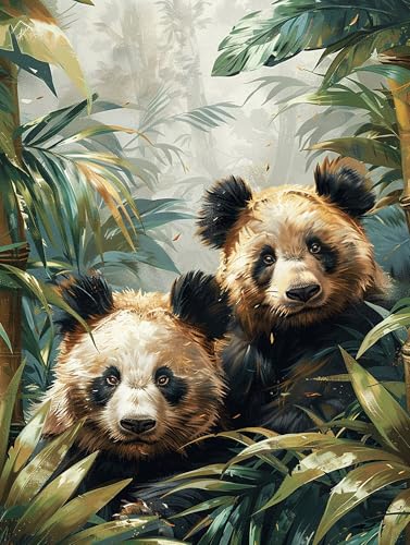 Malen Nach Zahlen Erwachsene Panda Malen Nach Zahlen, Pflanze Malen Nach Zahlen ab 7 Jahre Mädchen Kits Mit Pinsel und Acrylfarbe, Paint by Numbers für Home Decor, 100x200cm (Rahmenlos) 8-4-6 von MAYUPEOU