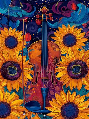 Malen Nach Zahlen Erwachsene Sonnenblume, Gitarre Malen Nach Zahlen, Paint by Numbers Bastelset Erwachsene, Malen Nach Zahlen Kinder Mit Pinsel und Acrylfarbe, Geschenke, 100x200cm (Rahmenlos) 2-3-Z von MAYUPEOU