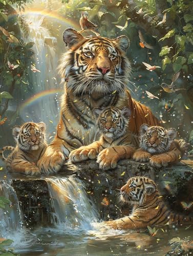 Malen Nach Zahlen Erwachsene Tiger, Regenbogen Malen Nach Zahlen, Paint by Numbers Bastelset Erwachsene, Malen Nach Zahlen Kinder Mit Pinsel und Acrylfarbe, Geschenke, 35x70cm (Rahmenlos) B-I-D von MAYUPEOU