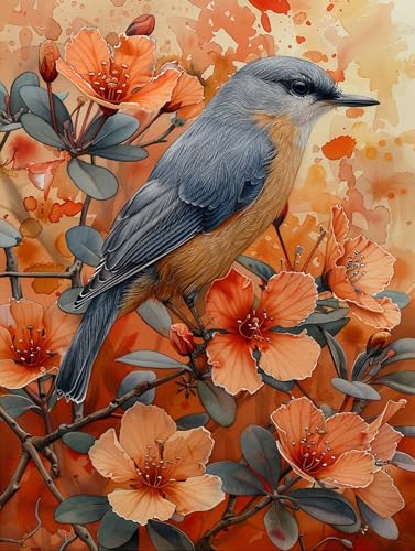 Malen Nach Zahlen Erwachsene Vogel, Blume Malen Nach Zahlen, Paint by Numbers Bastelset Erwachsene, Malen Nach Zahlen Kinder Mit Pinsel und Acrylfarbe, Geschenke für Frauen, 20x40cm (Rahmenlos) 2-5-3 von MAYUPEOU