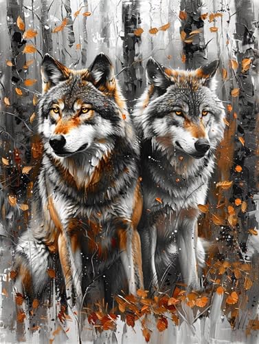 Malen Nach Zahlen Erwachsene Wolf, Malen Nach Zahlen Pflanze, Paint by Numbers Bastelset Erwachsene Mit Pinsel und Acrylfarbe, DIY Handgemalt öLgemäLde Kit, Deko Wohnzimmer, Rahmenlos 20x40cm Z-6-3 von MAYUPEOU