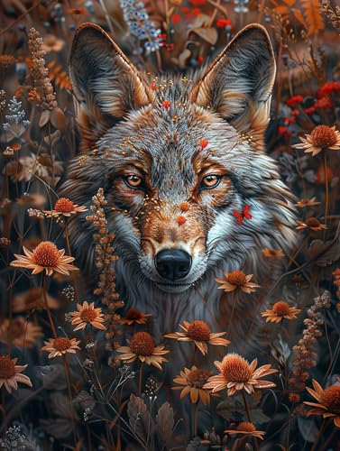 Malen Nach Zahlen Erwachsene Wolf Malen Nach Zahlen, Blume Malen Nach Zahlen ab 7 Jahre Mädchen Kits Mit Pinsel und Acrylfarbe, Paint by Numbers Bastelset Erwachsene Frauen, 20x40cm (Rahmenlos) 0-G-6 von MAYUPEOU