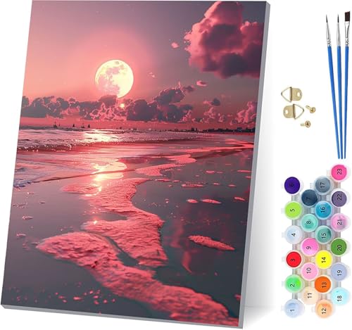 Mond Malen Nach Zahlen Erwachsene Mit Rahmen, Malen Nach Zahlen Strand, DIY Set Erwachsene Mit 3 Pinseln und Acrylfarbe, Paint by Numbers für Deko Wohnzimmer, Geschenke für Frauen 100x130cm Z-6122 Mond Malen Nach Zahlen Erwachsene Mit Rahmen, Malen Nach Zahlen Strand, DIY Set Erwachsene Mit 3 Pinseln und Acrylfarbe, Paint by Numbers für Deko Wohnzimmer, Geschenke für Frauen 100x130cm Z-6122 von MAYUPEOU