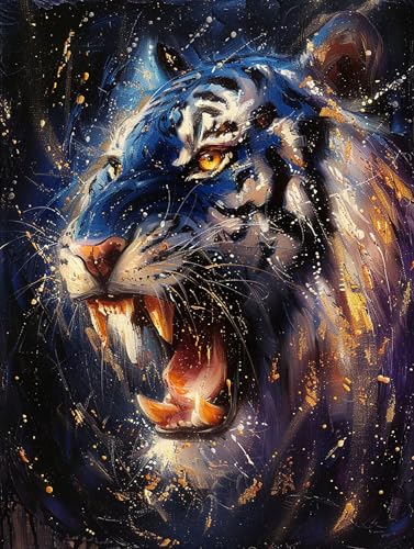 Tiger Malen Nach Zahlen, Tier Malen Nach Zahlen Erwachsene, DIY Paint by Numbers Handgemalt öLgemäLde Kit Mit Pinsel und Acrylfarbe, Deko Wohnzimmer, Geschenke für Frauen, Ohne Rahmen 40x80cm 3-T-2 von MAYUPEOU